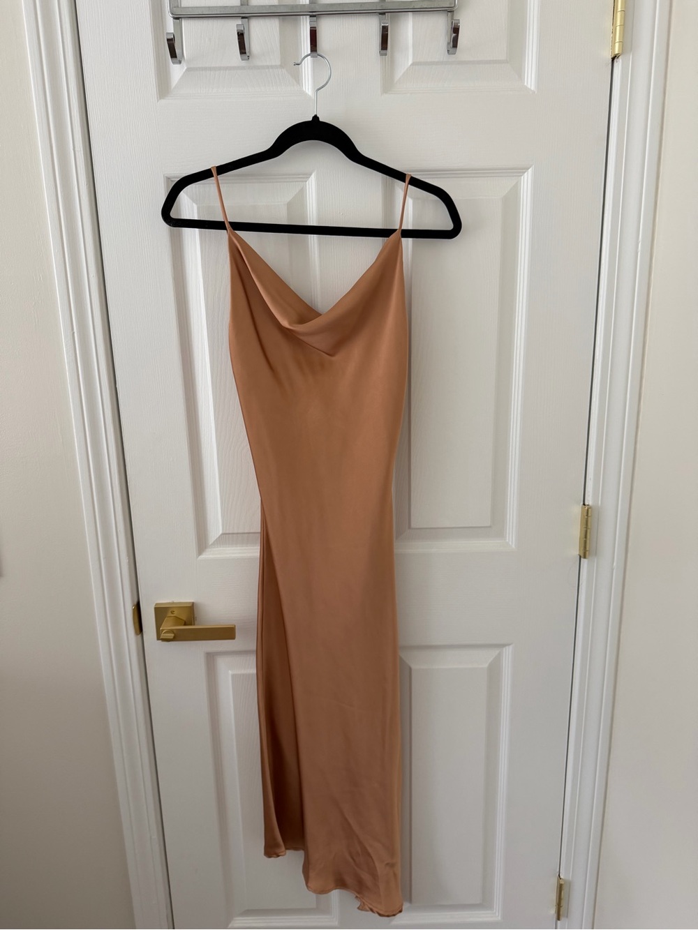 Petal & Pup Satin Slip Maxi Dress in Camel